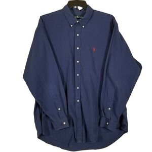 Polo Ralph Lauren Mens XXL Classic Fit Navy Blue Cotton Button Down Shirt